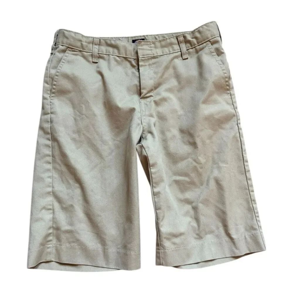 Youth Boys Dickies Classic Fit Flat Front Khaki Shorts - Sz 14 14H Husky